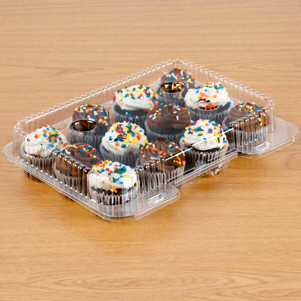 Detroit Forming - 12 Compartment Mini Cupcake/Muffin Hinged Container, Pack of 300 - DFILBH6162