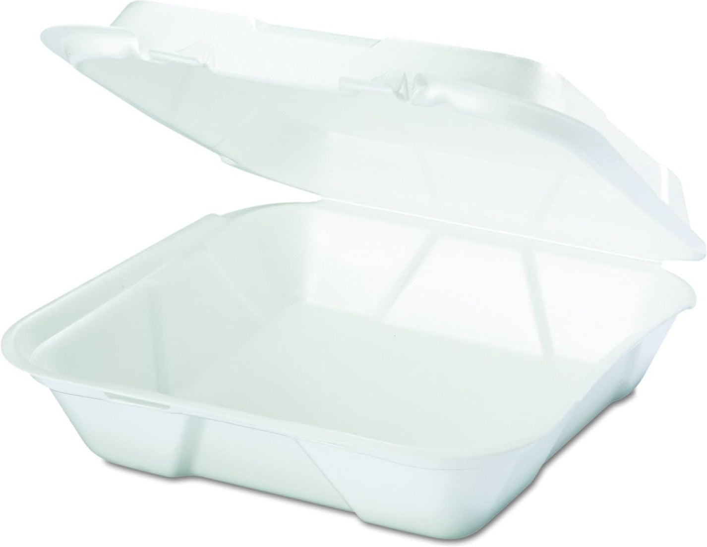 Genpak - 9.25" x 9.25" x 3" White Large Dinner Foam Hinged Container, 200/Cs - SN200