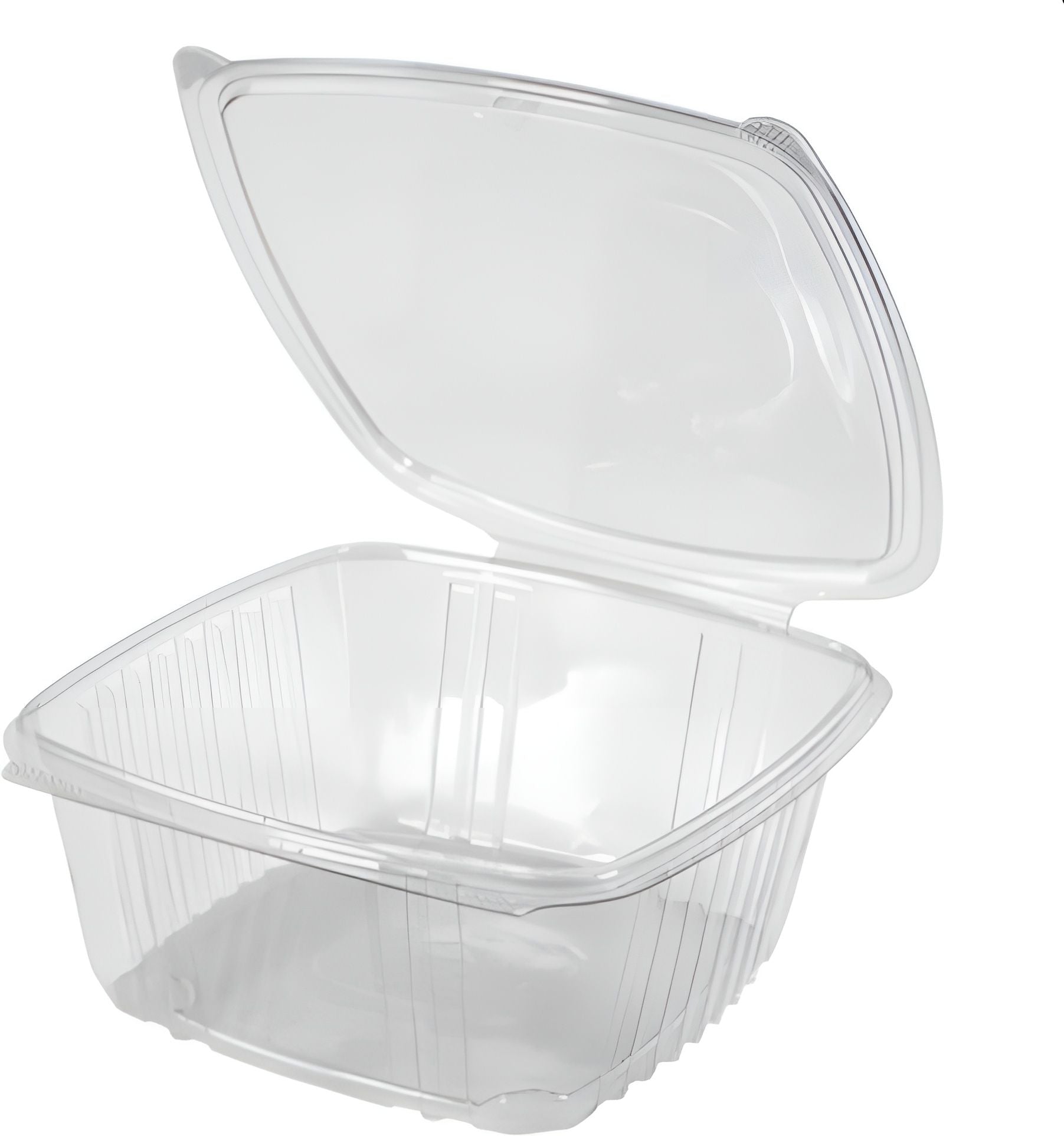 Genpak - 8" x 8.5" x 3.25", Clear 64 Oz Plastic Hinged Container, 200/Cs - AD64