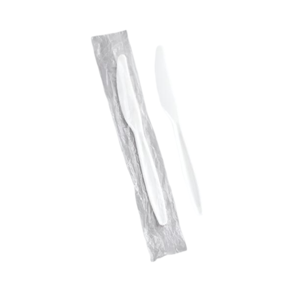 Plastic White Wrapped Knife, Pack of 1000 - WLCMWKW