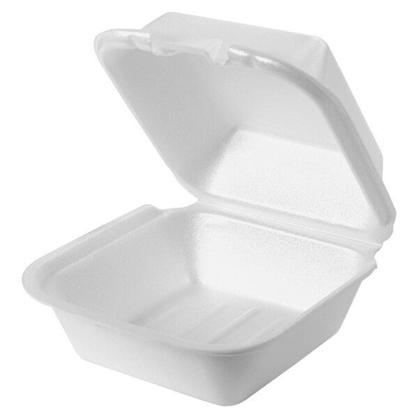 Genpak - 5.1" x 5.1" x 2.75" 22400-U  Medium White Sandwich Foam Take Out Container, Pack of 500 - 2353034