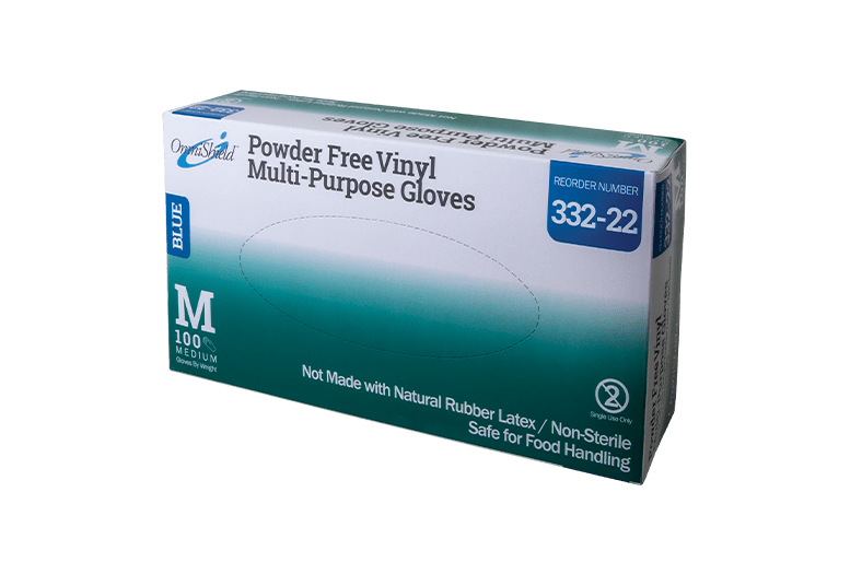 Omni International - OmniShield AMS #332-22 Series Blue Medium Multi-Purpose Vinyl Gloves, 10x100/Box - OMN33222