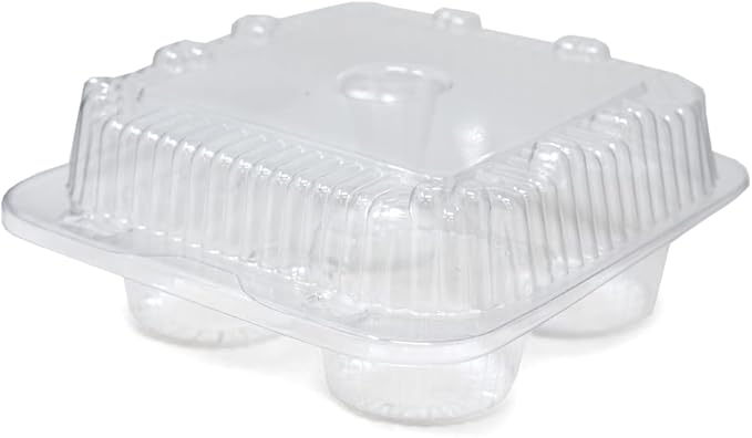 Detroit Forming - 4 Pack Large Cupcake Plastic Hinged Container, Pack of 250 - DFILBN8454