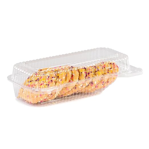 Detroit Forming - 13.75" x 10" x 3.8", Clear Deep Base Shallow Hinged Container with Button Lock, Pack of 125 - DFILBH966