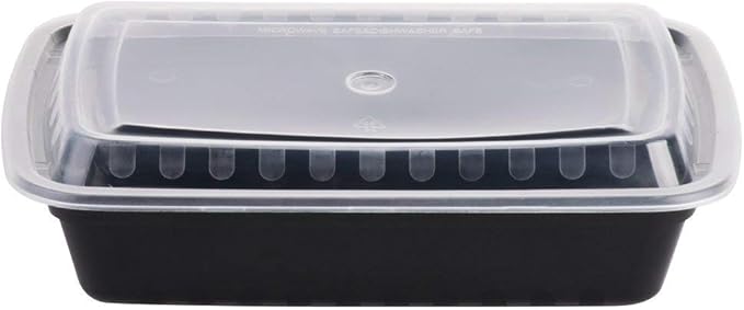 Kari-Out -  8" X 6", 28 Oz Black Rectangular Shallow Container, Pack of 150 - KROHC6610B