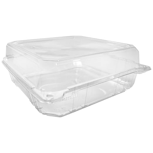 Karat - 9" x 9" Polypropylene Clear 1 Compartment Hinged Container, 200/cs, 24/sk - KARHC99PP1C