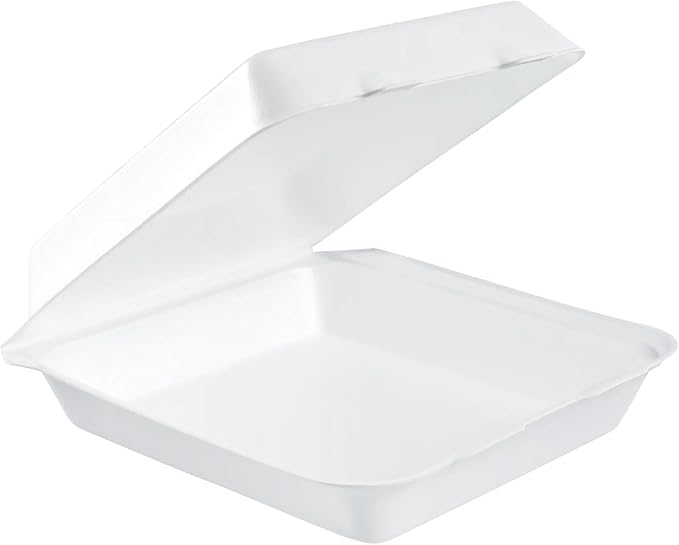 Genpak - 8.25" x 8" x 3" White Large Foam Take Out Container Vented, Pack of 200 - 2353056