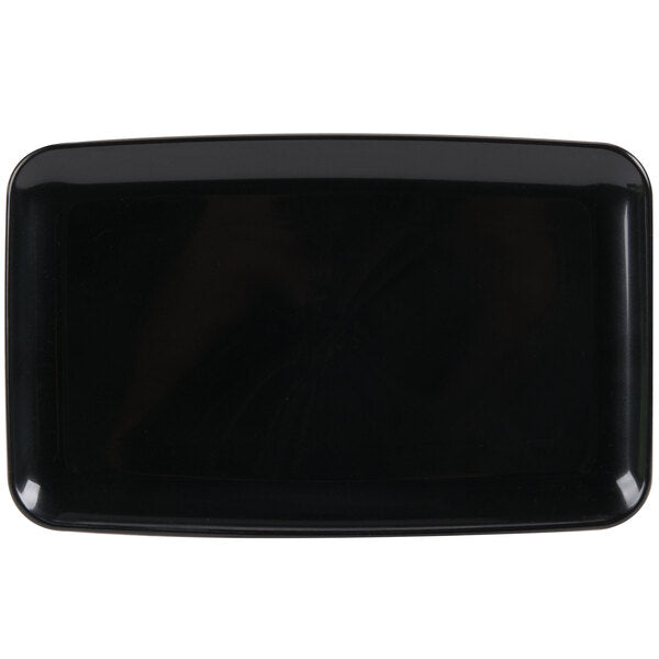 Sabert - 9308 Mozaik 8" x 11" Black Rectangular Platter with Plastic Lid, Pack of 72 - SAB9308