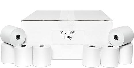 Max Prime - 3" x 165ft 1 Ply Printer Rolls/Bond Paper, Pack of 50 - RR1300165