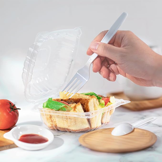 Karat - 6" x 6" Polypropylene Clear 1 Compartment Hinged Container, 300/cs, 24/sk - KARHC66PP1C