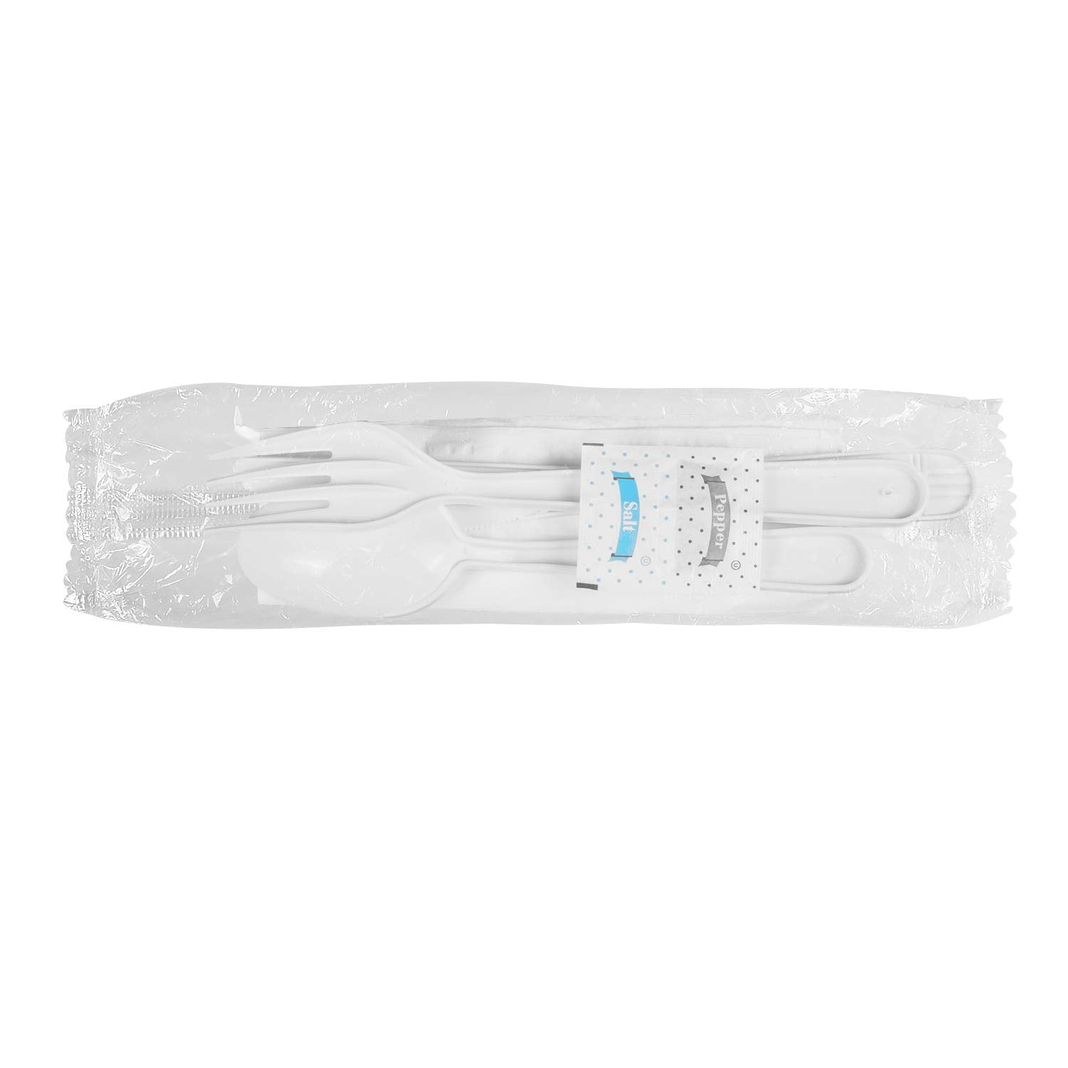 Karat - Polypro White Medium Knife, Fork, Teaspoon, S&P, Napkin Cutlery Kit, Pack of 250 - KARU2209W