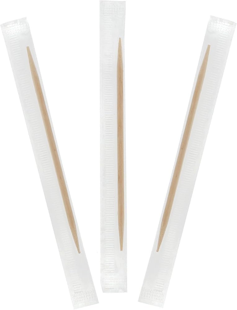 Royal Paper - 80-100C Individually Wrapped Plain Toothpicks, Pack of 1000 - 470710