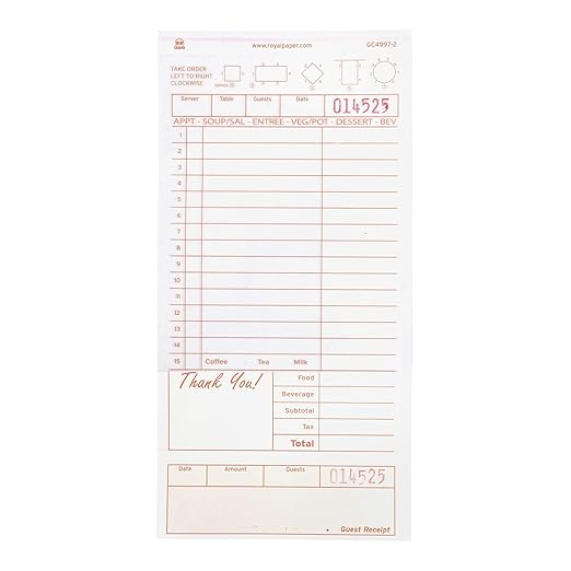 Direct Paper Supply - 5" x 9" Tan Single Copy Board Guest Check with 15 Lines, Pack of 250 - DIRT6932SP