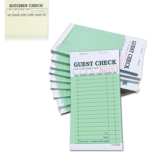 Direct Paper Supply - White Green 2 Part Booked Guest Check with 16 Lines, 50x50/cs - DIRG4900