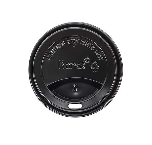 Karat - 90 mm Rim Black Sipper Dome Lid for 10-24 Oz Hot Cups, Pack of 1000 - KARCKDL516BPP