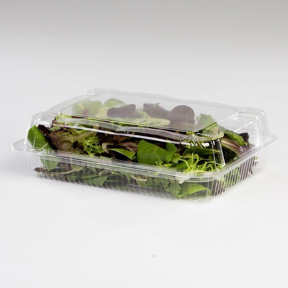Detroit Forming - 10.5" x 8.3" x 4.1" Large Clear Plastic Hinged Deep Container, Pack of 300 - DFILBH813
