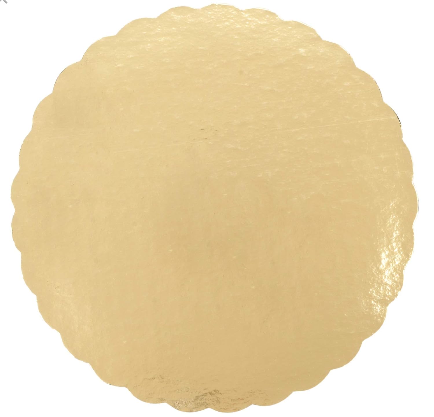 New Method Packaging - 10" Scalloped Gold Corrugated Circle, Pack of 50 - IMPCCG10S