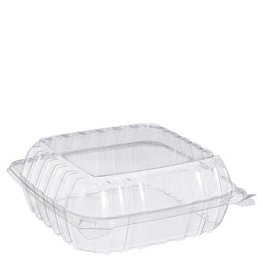 Dart Container - 8.3" x 8.3" x 2" Clear Shallow Hinged Container, Pack of 250 - DRTC89PST1