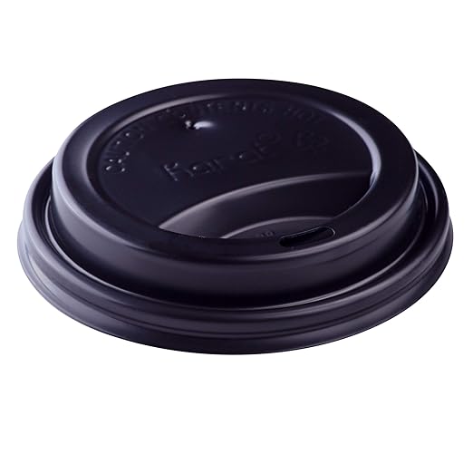 Karat - 90 mm Rim Black Sipper Dome Lid for 10-24 Oz Hot Cups, Pack of 1000 - KARCKDL516BPP