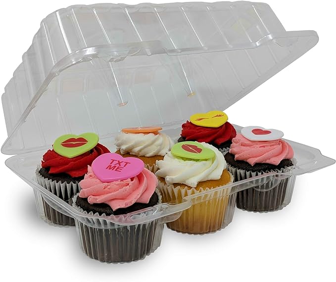 Detroit Forming - 6 Compartment Mini Cupcake/Muffin Hinged Deep Container, Pack of 350 - DFILBH6656