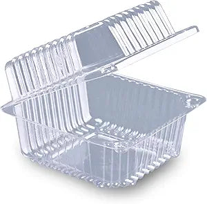 Detroit Forming - 5" Clear Square Hinged Deep Container with Button Lock, Pack of 500 - DFILBH513