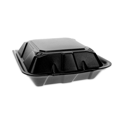 RitePak - 9" x 9" x 2.95" Polystyrene Black Snap Lock Hinged Container, Pack of 150 - RPHS901B