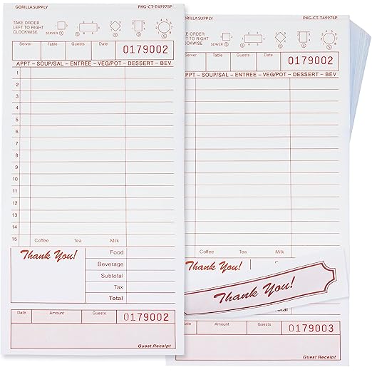 Direct Paper Supply - 4.25" x 7.25" Carbonless Tan Booked CL Guest Check with 13 Lines, 50x40/cs - DIRT4797BK