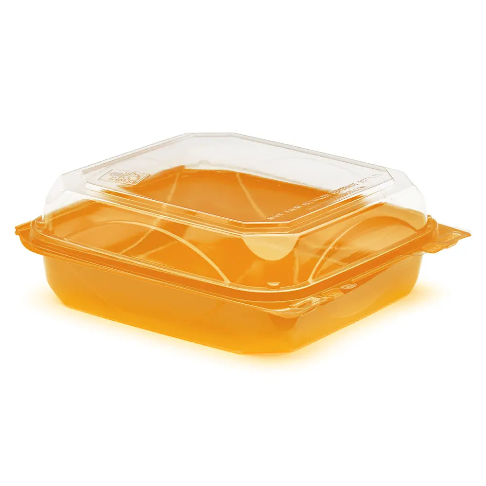 Direct Pack Inc - 9" x 9" Bottlebox Orange Clear Hinged Container, Pack of 200 - DPICOX99BBTG