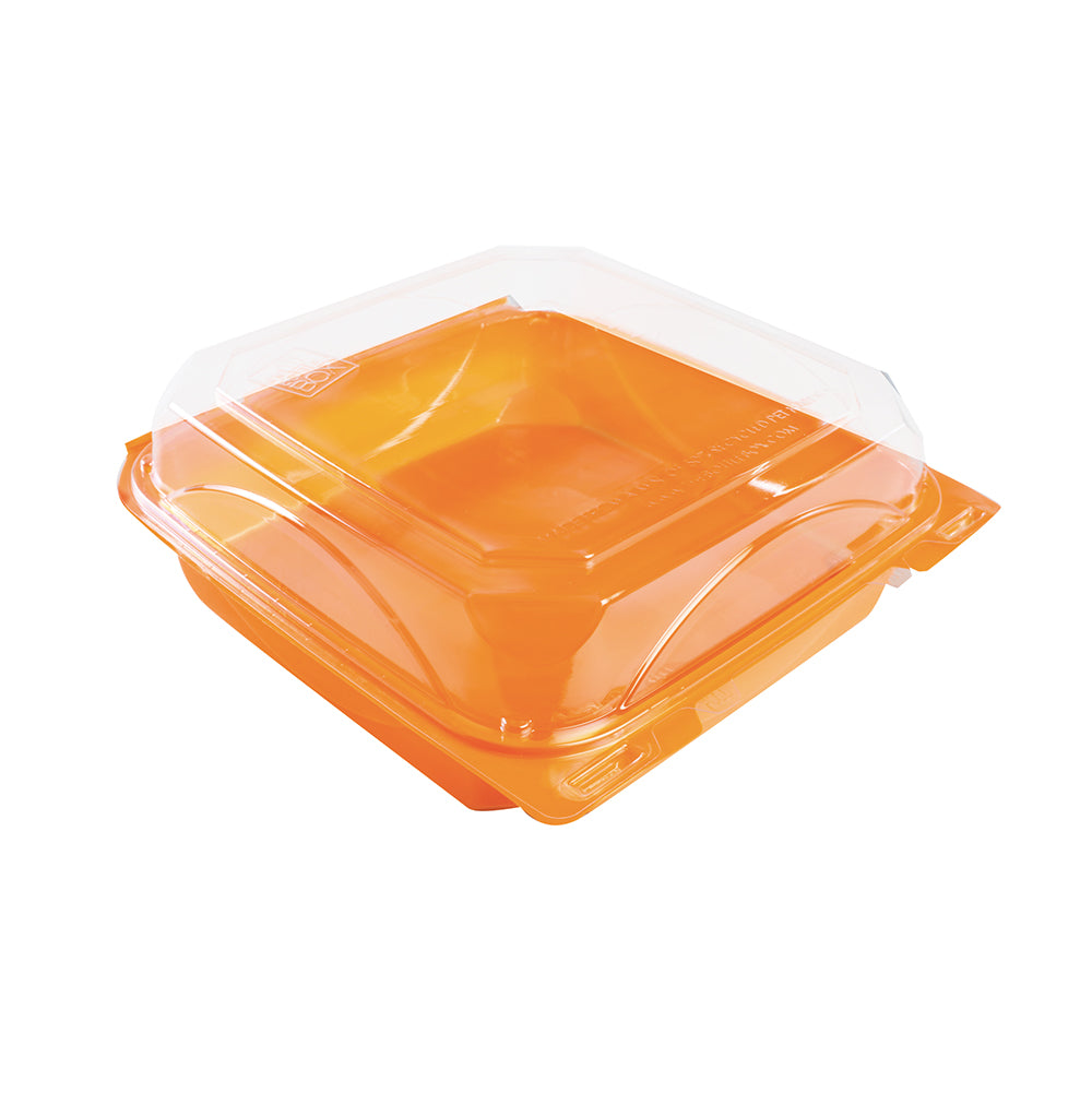 Direct Pack Inc - 9" x 9" Bottlebox Orange Clear Hinged Container, Pack of 200 - DPICOX99BBTG