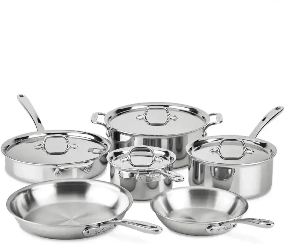 All-Clad - D3 Stainless 10 Pcs 3-ply Bonded Cookware Set - 401488LCAR