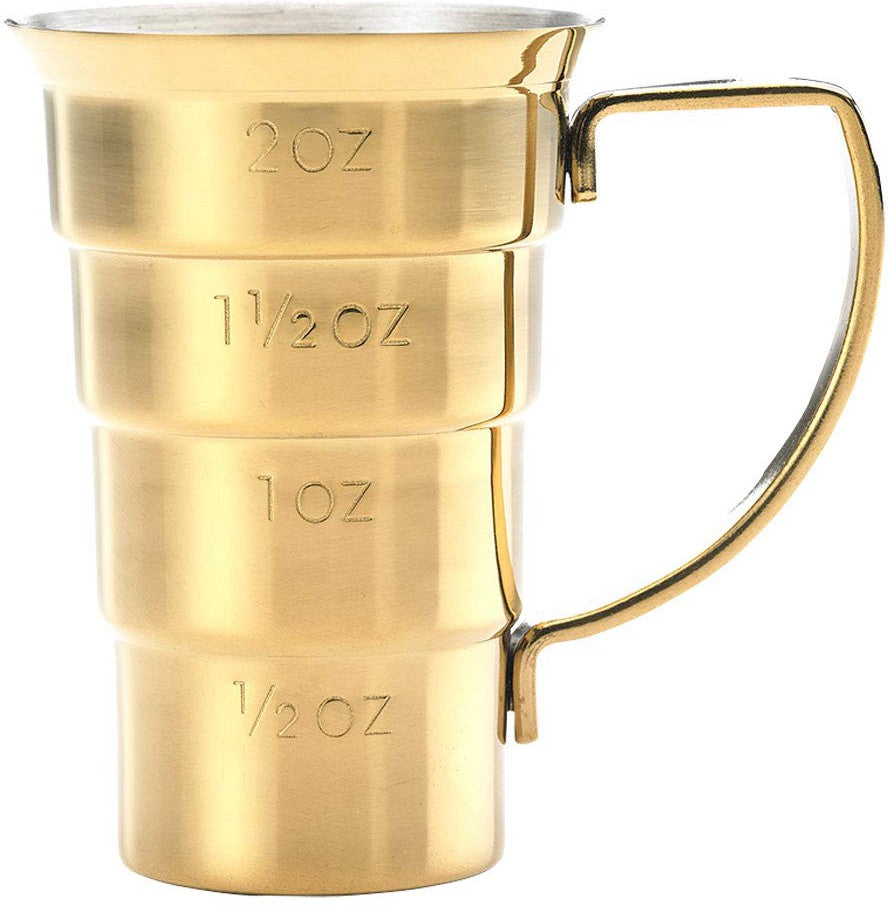 Barfly - 2 Oz Gold Plated Stepped Jigger with Handle - M37108GD