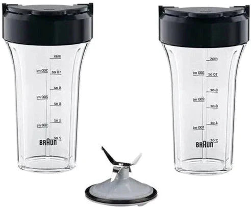 Braun - Smoothie2Go Black Blending Set (2 to go Cups, 2 Lids, Blade Assembly) - JB71