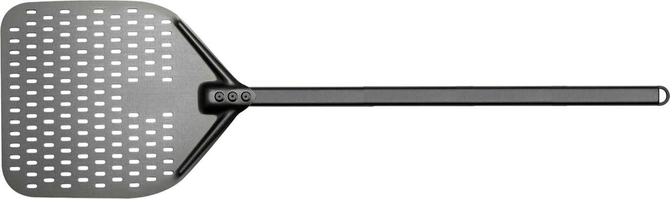 Browne - 14x12" Hard Anodized Aluminum Perforated Pizza Peel with 59" Handle - 242590
