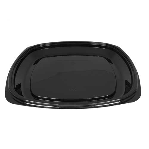 D&W Fine Pack - 10.25" x 10.25" x 2.13", 64 Oz C-Fine PS Black Square Deep Tray, Pack of 160 - DWCF723100
