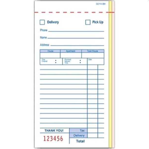 Direct Paper Supply - 3.4" x 6.75" CT-11A 3 Part White/Canary/Pink Carbonless Guest Checks, 50x50 Per Case - DIRCT11A