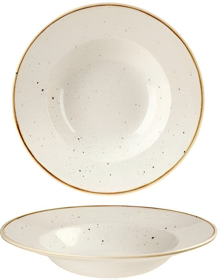 Churchill - Stonecast 9.5" Super Vitrified Barley White Wide Rim Bowl, Pack of 12 - SWHSVWBM1