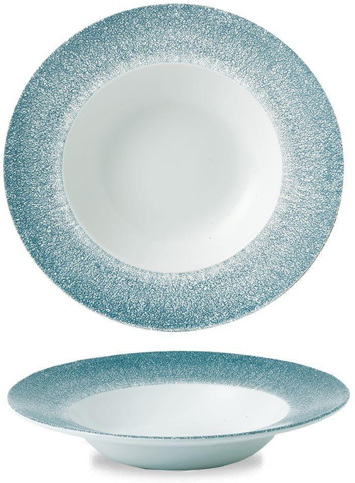 Churchill - Super Vitrified 9.5" Studio Prints Raku Topaz Blue Wide Rim Bowl, Pack of 12 - RKTBVWBM1