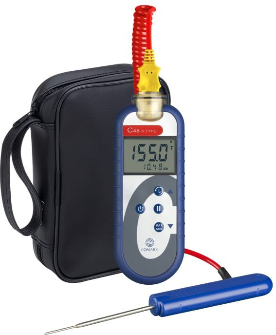 Comark - Type K Waterproof Thermometer Kit with Thin Tip Penetration Probe and Soft Carry Case - C48/P5 (Pre-Order Now, ETA 3-4 Weeks)