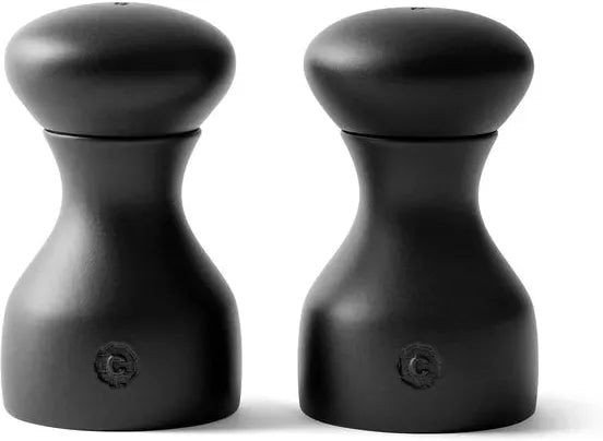 CrushGrind - LYON 10 cm Black Salt Pepper Grinder Mill Set - 070380-0099-2PC-X4