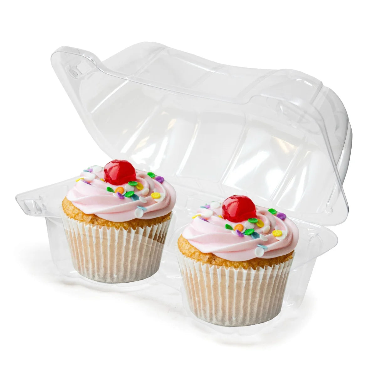 Detroit Forming - 4.6" x 7.9" x 4", 2 Compartment Cupcake/Muffin Hinged Container, Pack of 500 - DFILBN5202