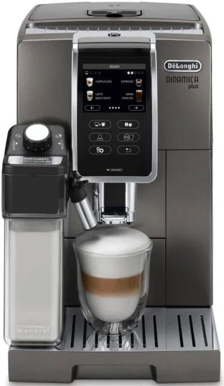 DeLonghi - Dinamica Plus Connected Smart Coffee & Espresso Machine with Coffee Connectivity App + Automatic Milk Frother, Titanium - ECAM37095TI