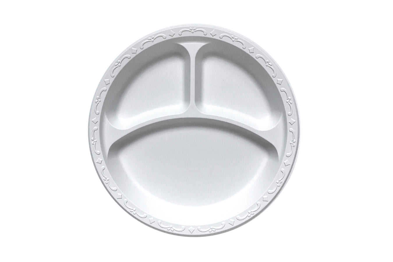 Ecopax - 9" Ivory 3 Compartment Plate Pebble, Pack of 400 - ECOPP093
