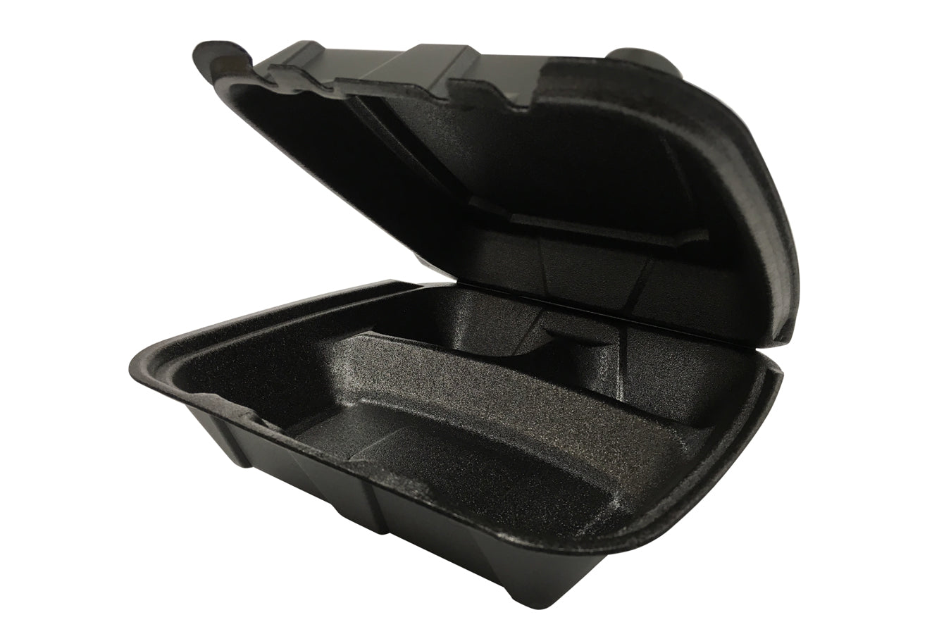 Ecopax - 9.5" x 9.25" x 3.75" Black 3 Compartment Foam Hinged Container, Pack of 200 - ECORE993BK