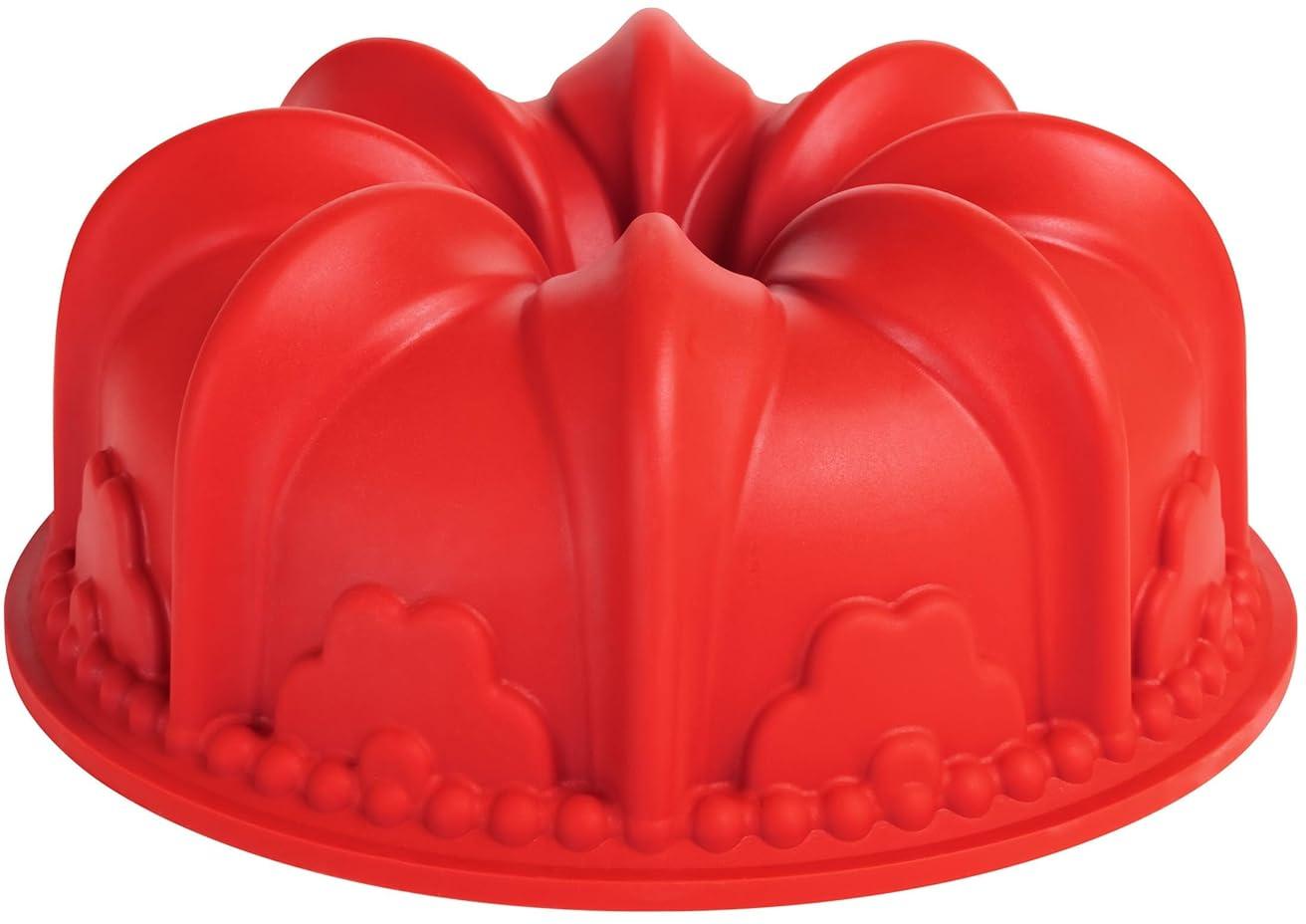 Fat Daddio's - 8.5" x 3.75" Non-Stick Silicone 3.75 Cup Bakeware Floral Crown Tube Cake Pan Mold - SMF-202
