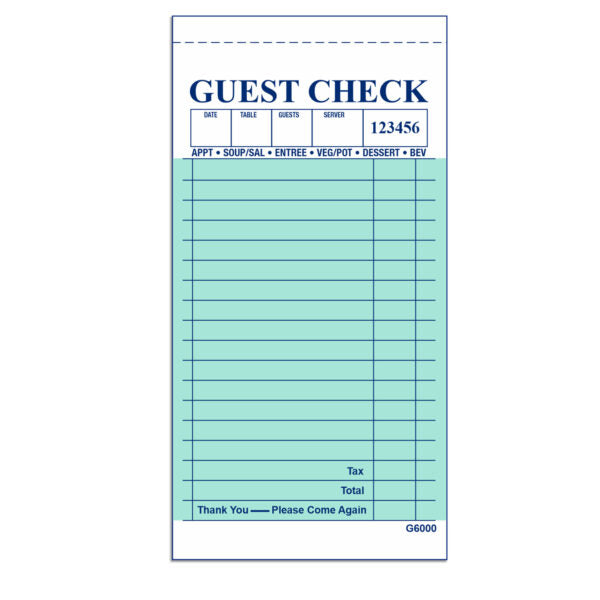 Direct Paper Supply - 3.5" x 6.75" CT-G-6000 2 Part With Carbon Guest Checks With 16 Lines, 50x50 Per Case - DIRG6000