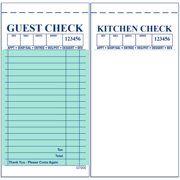 Direct Paper Supply - CT-G-7000 2 Part Green Carbonless Guest Checks, 50x50 Per Case - DIRG7000