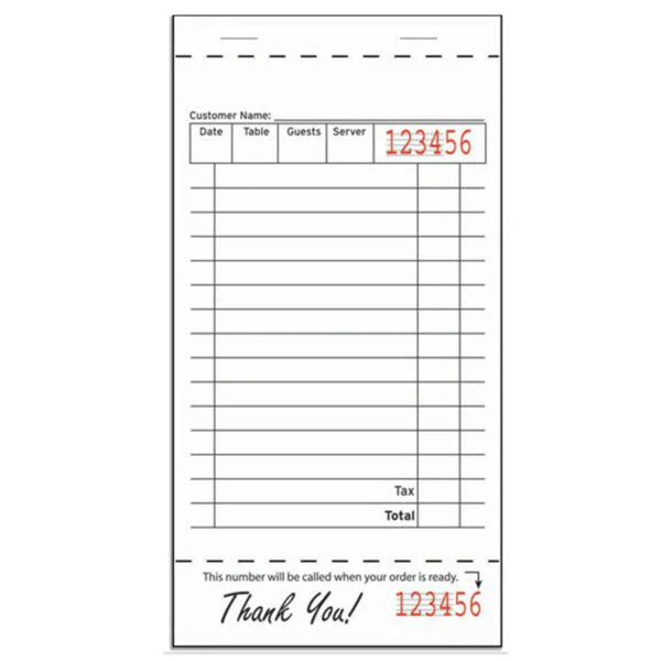 Direct Paper Supply - 3.4" x 6.25" Carbonless1 Part White Carry Out Guest Checks, 100x100 Per Case - DIR1200SP