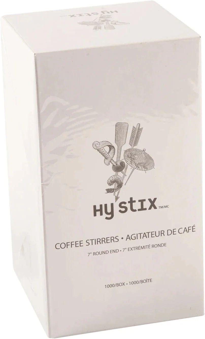 Hy-Stix - 7" Wooden Round End Coffee Stirrers , 1000/Box - 80-414C