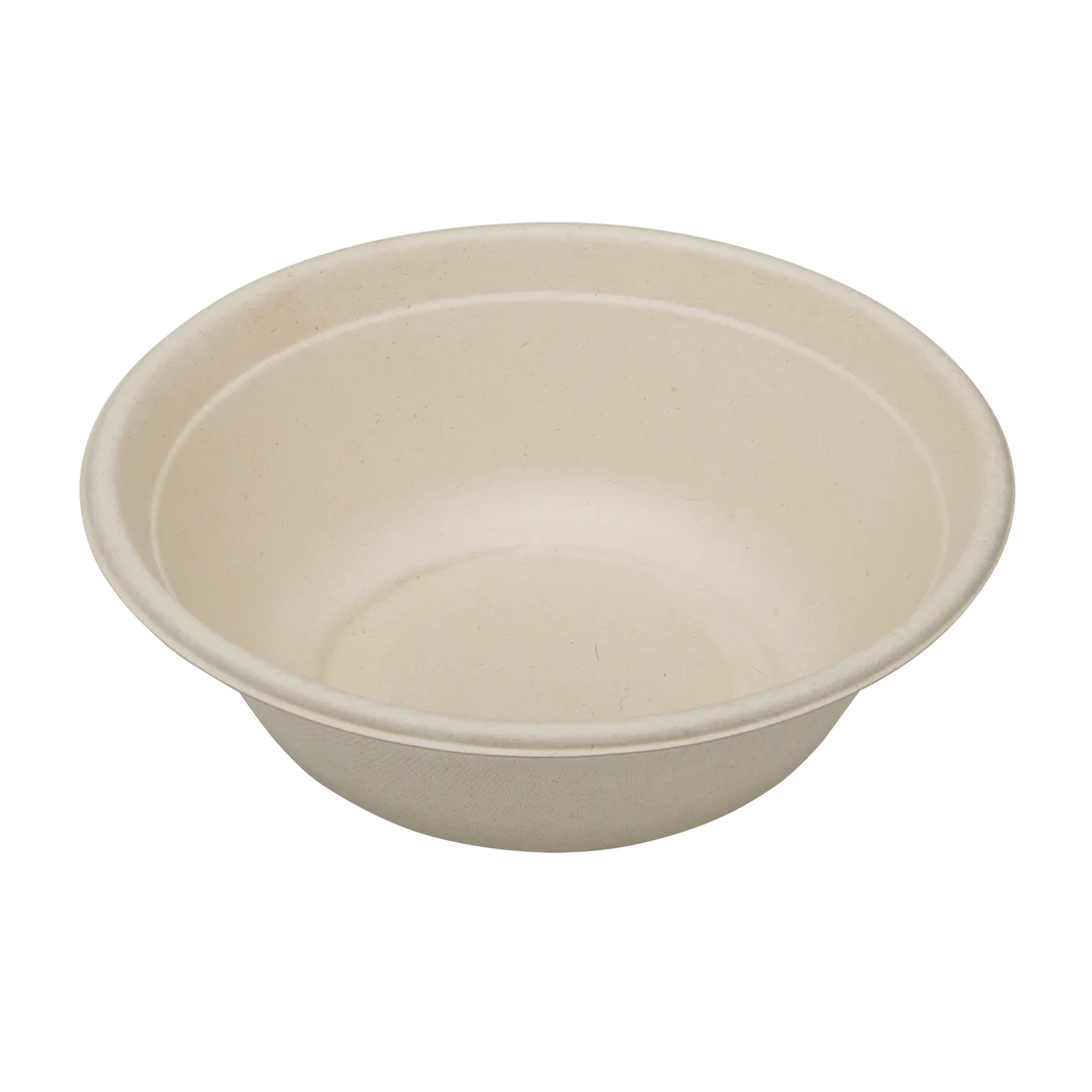 Karat - 40 Oz Natural Bagasse Round Bowl, 500/cs, 30/sk - KARBBR40NFF