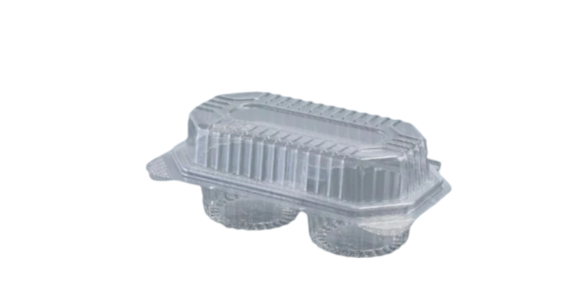Bunzl - 9.4" X 4.9" X 2.5" 2-Cavity Cupcake/Muffin Container, Pack of 100 - 260302